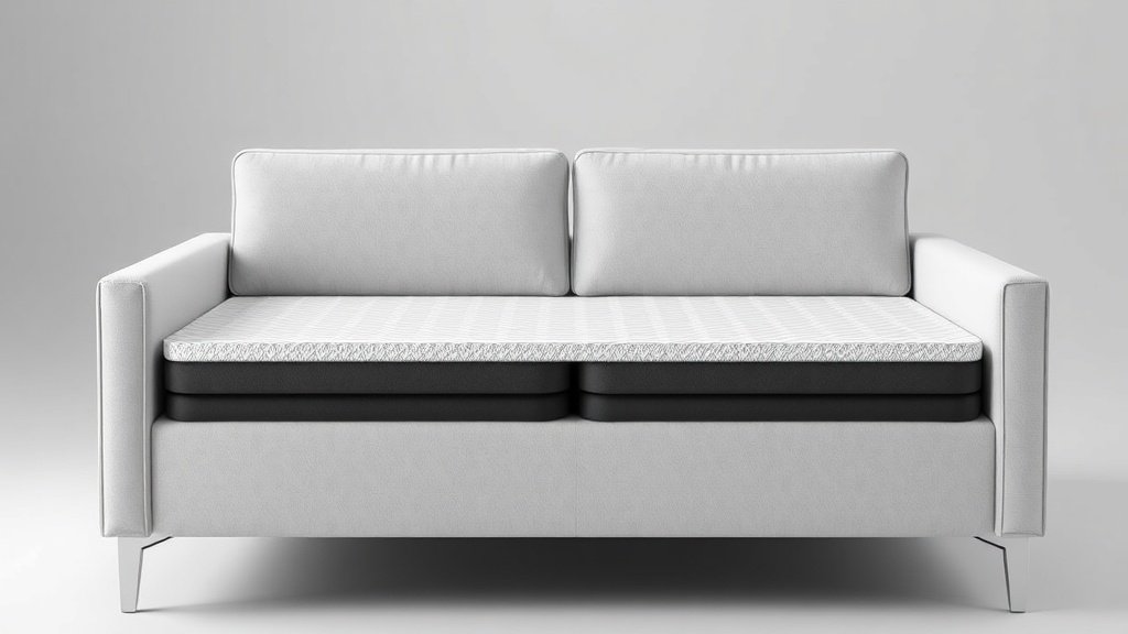 다양한 밀도의 폼이 층층이 쌓여 있는 소파 시트의 단면 구조